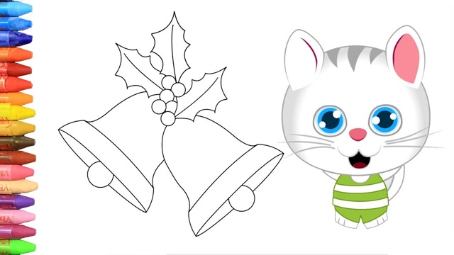 儿童简笔画可爱猫咪小铃铛