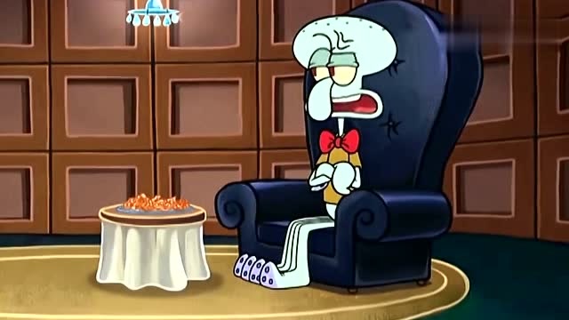 派大星穿西装打领带到西餐厅吃饭,要当一个绅士