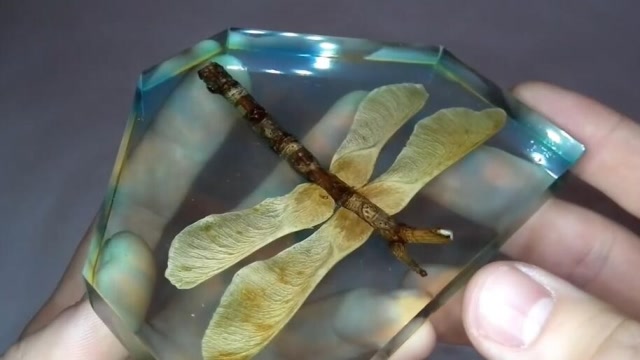 老外用环氧树脂打造一个人造琥珀,成品以假乱真,太精美了
