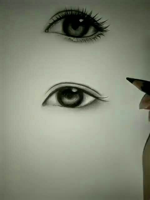 画两只眼睛给大家看看是不是一样
