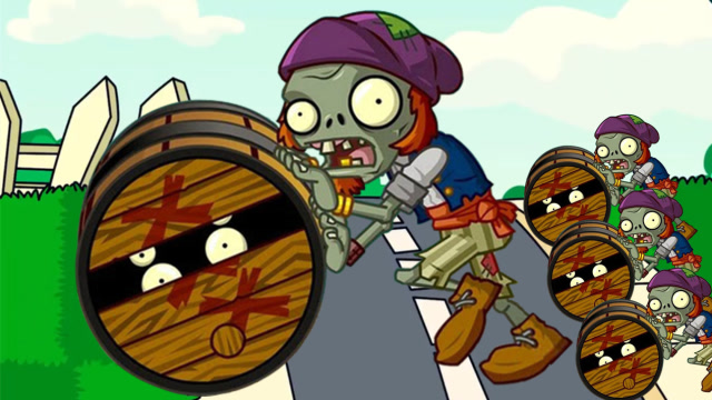 少儿游戏,植物大战僵尸修改版,差点让滚筒僵尸突破防线