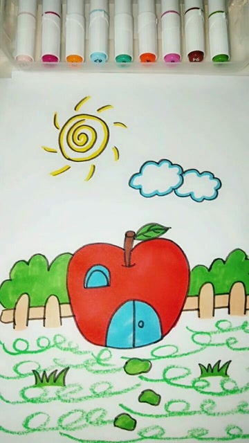 简笔画,苹果房子,孩子特别喜欢
