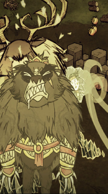 饥荒黑风大王大战独眼巨鹿,巨鹿:看我打爆他