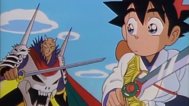 九龙珠鬼丸猛找到了花古夜的弱点抓住机会和铁剑一起把花古夜打倒在地