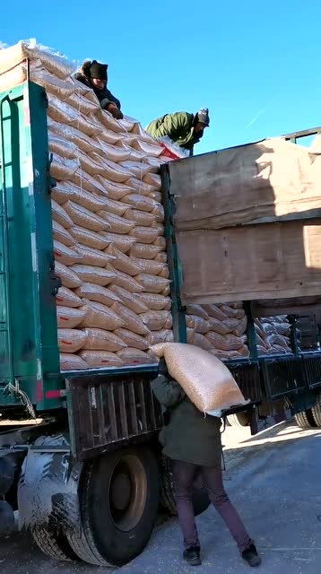 第一次见这样的卸货方式,工人松手的那一刻,看得我颈椎疼