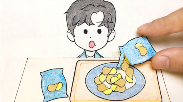 手绘定格动画:肖战吃播,吃薯片都那么好看,爱了爱了