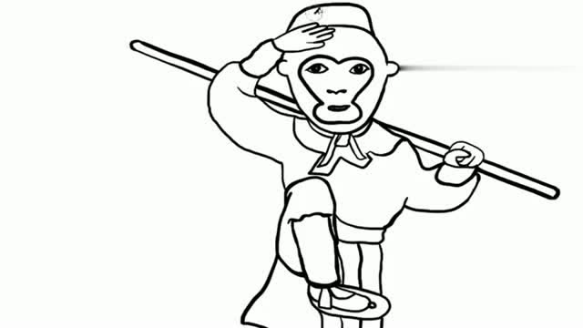 幼儿园人物简笔画西游记齐天大圣孙猴子亲子早教绘画涂鸦教学
