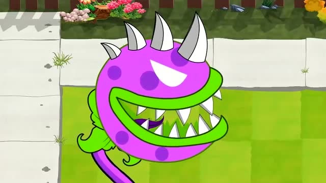 植物大战僵尸:大嘴花把老僵尸打败