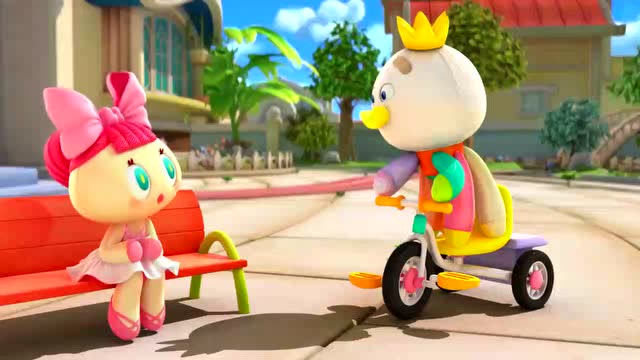 嘟当曼:妮妮不会骑自行车,坐在旁边好孤独