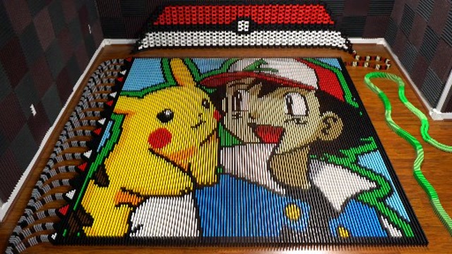 牛人用35592张多米诺骨牌做的皮卡丘,看完真过瘾