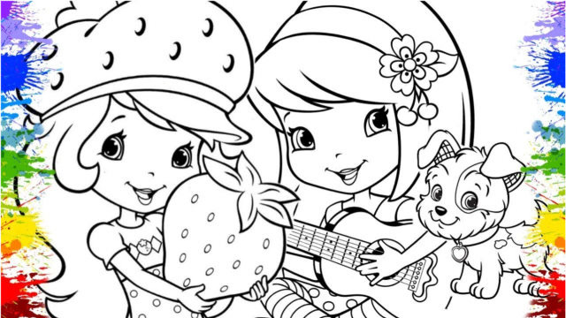 儿童益智亲子画画:为草莓甜心涂色,她是什么颜色的呢?