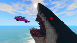 高速汽车冲向大桥，会成为鲨鱼的饱腹之物？3D动画模拟太刺激！