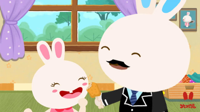 火火兔儿歌:小兔子真懂事,她把好吃的分给了爸爸,爸爸很是满意