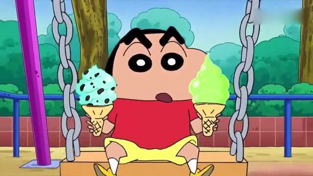蜡笔小新:小新一口吃掉一个冰淇淋,把自己冻成了冰块!