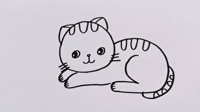 花猫的简笔画可爱图片