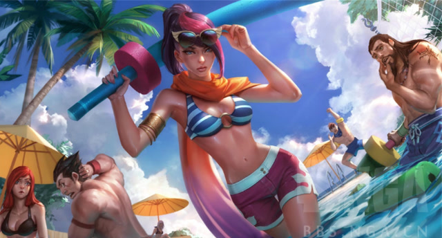 英雄联盟手游剑姬泳池派对皮肤预览