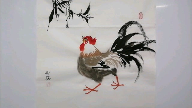 当代国画家徐鹤中国画大写意花鸟作品《抬头见喜》