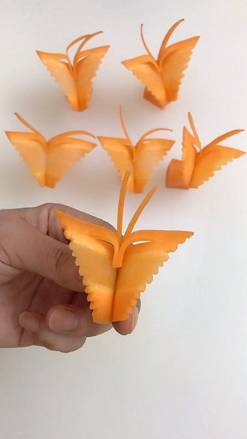 简易雕刻萝卜蝴蝶图片