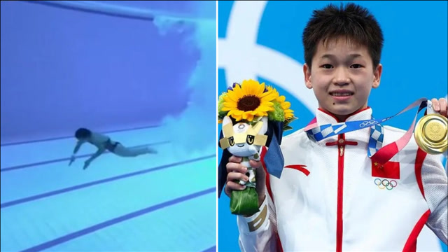 视觉盛宴14岁奥运冠军全红婵水下转身姿势太帅身体灵活自如仿佛美人鱼