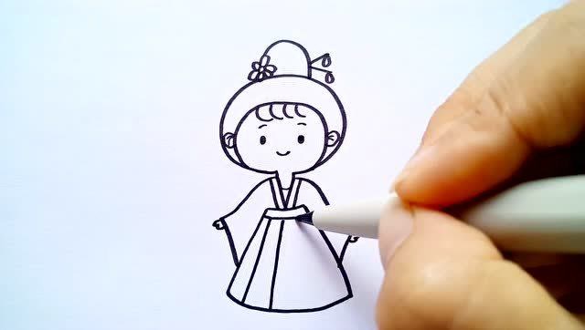 画一个可爱的古风小女孩好萌啊