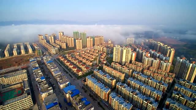 航拍新宁县城新城