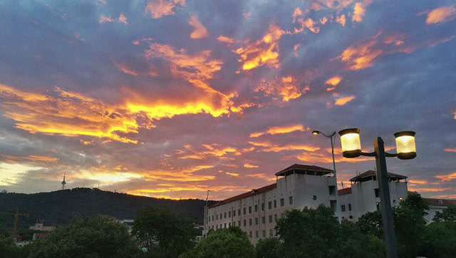 实拍长沙满天的火烧云,绝美似画卷!