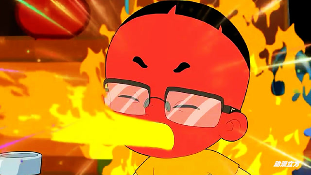 大头儿子吃了辣椒酱后喷火了,小朋友保护好视力太重要了!