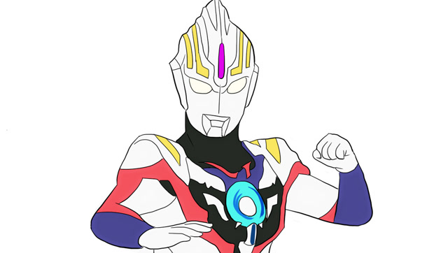 帅气的欧布奥特曼儿童卡通简笔画