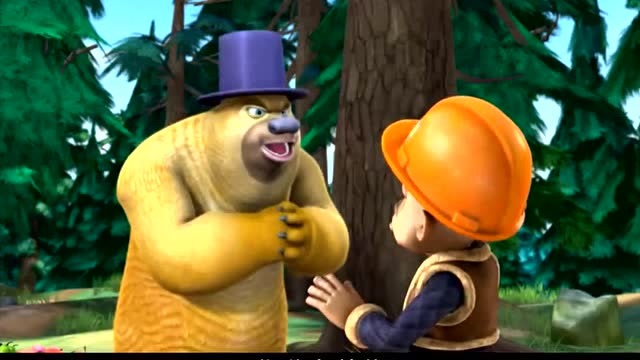 熊出没:熊二从魔术帽掏出一把火箭筒,强哥被打趴