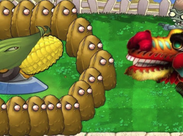 面对巨型玉米加农炮的轰炸,心疼机甲僵王一秒