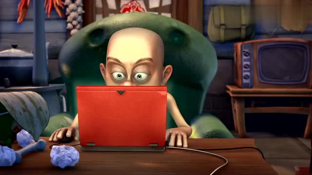 熊出没:光头强不砍树玩电脑,被李老板发现