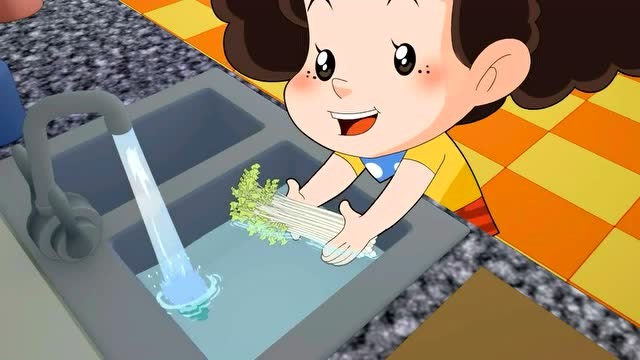 棉花糖帮妈妈洗菜