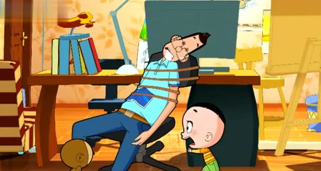 小猴绑住了小头爸,没想到小头爸还"晕猴屁股"啊!