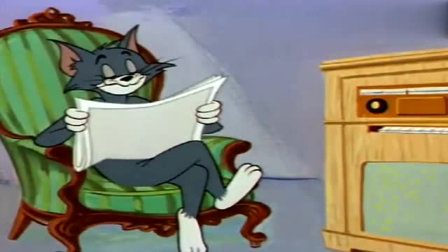 猫和老鼠:看报纸的汤姆被音乐吵到了,杰瑞就是调皮