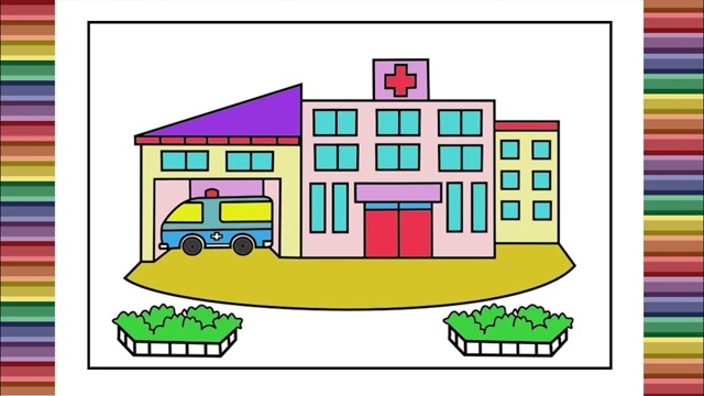 医院儿童画 大楼图片