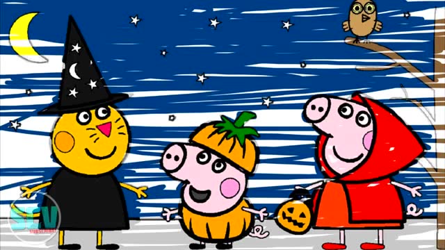 亲子简笔画 小猪佩奇爱星星