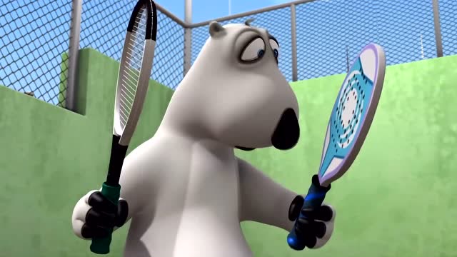 倒霉熊:倒霉熊玩美式乒乓球,手指被球拍卡住了