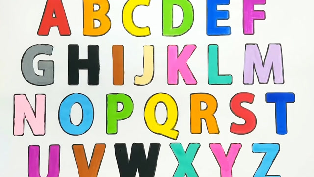 今天咱们给英文字母来上色把!小朋友知道这些念什么嘛?简笔画