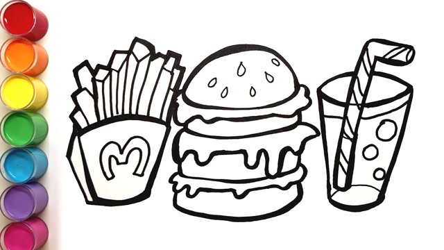 麦当劳的食物简笔画图片