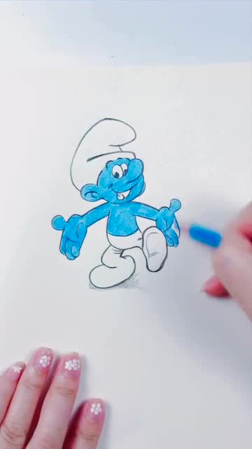 简笔画,画一只可爱的蓝精灵,送给你