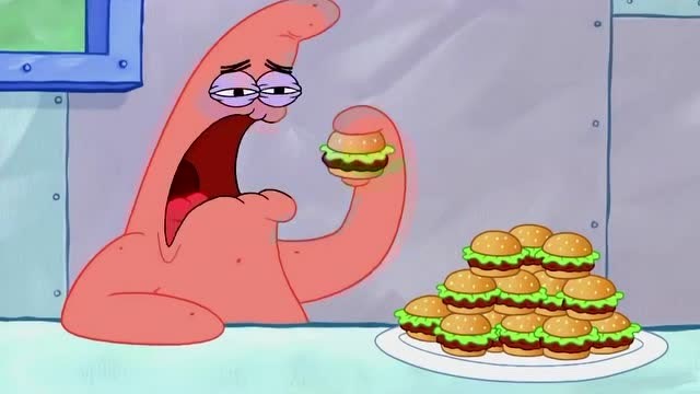 海绵宝宝:强势安利一种吃汉堡的新姿势,一般人保证做不到!