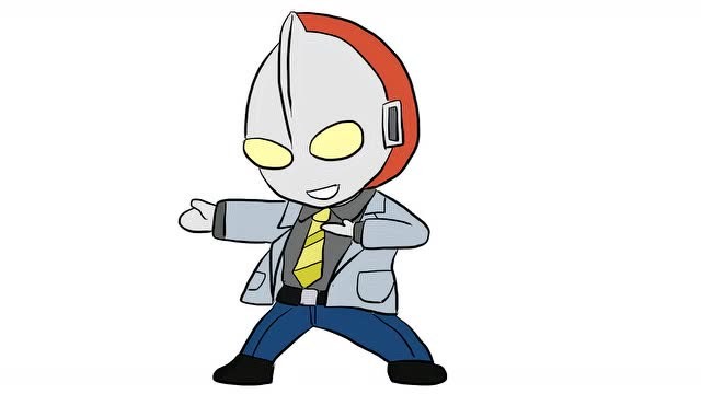 穿西装的q版初代奥特曼儿童卡通简笔画