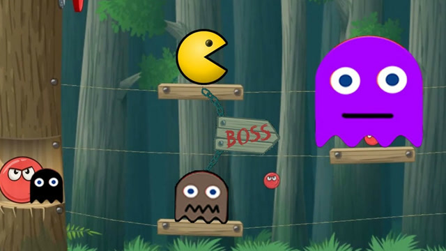 红球闯关4:贪吃豆挑战红球闯关 幽灵担任黑方块魔王