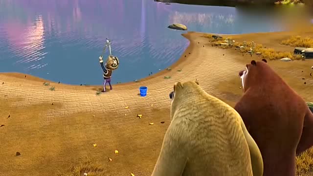 熊大熊二教光头强抓螃蟹,光头强请他俩来家里做客,气氛真和谐!