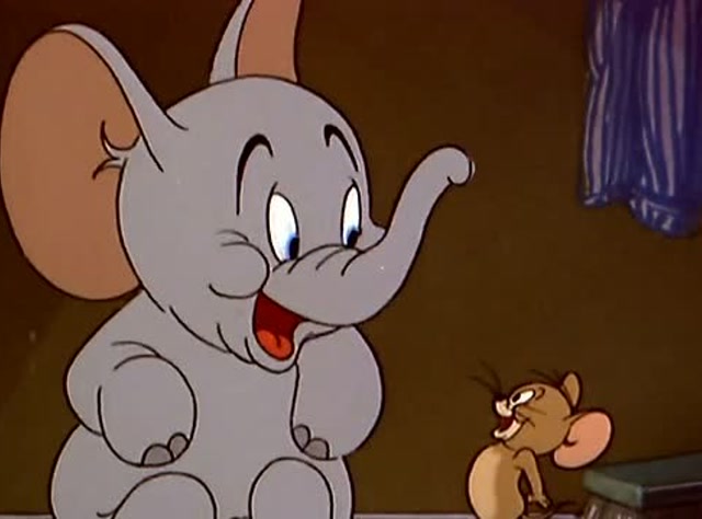 猫和老鼠:汤姆在门外一直敲门,杰瑞把小象装成了大老鼠对付汤姆