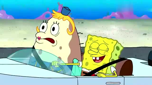 海绵宝宝:海绵宝宝开车看路,眼睛都看花了,泡芙很害怕