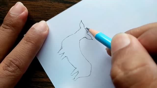 国外手绘艺术:在白纸上画出一只鹿的轮廓,画画的技术真不错!