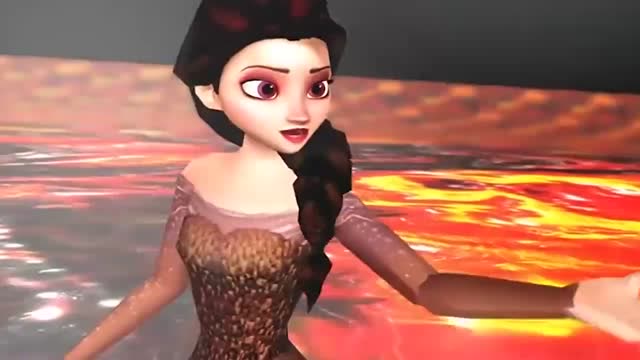 冰雪女王"变"岩浆女王,行走在岩浆上,超酷炫!