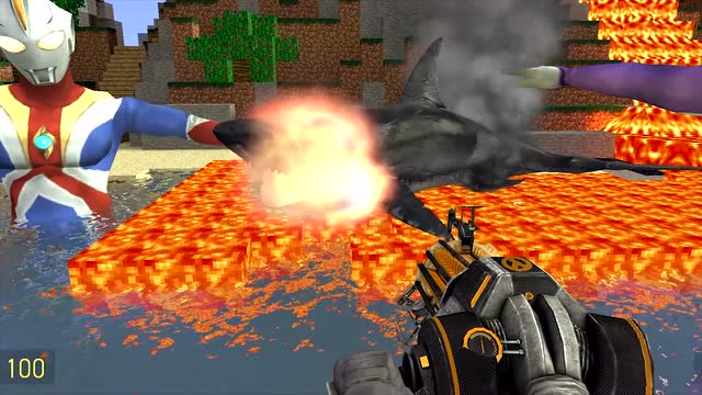 gmod游戏:高斯奥特曼用岩浆能把鲨鱼烤熟吗