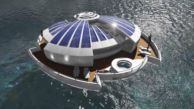 国外建海上太阳能浮岛,还能开着跑,有钱人又有新玩法了!